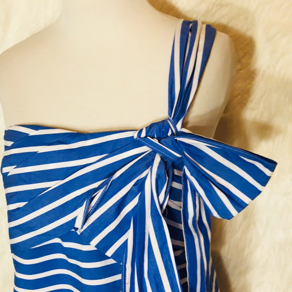 J.Crew Blue Stripe Bow Top - Picture 4 of 6
